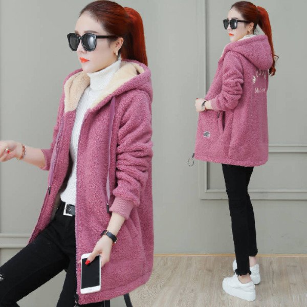 Autumn Winter Coat Cardigan Winter Faux Lamb Fur Coat - Image 3