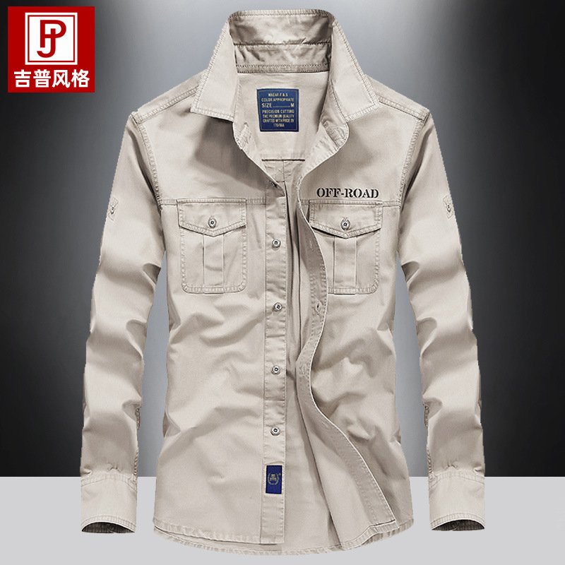 Men's Long-sleeve Solid-color Loose-fit Shirt - Image 8