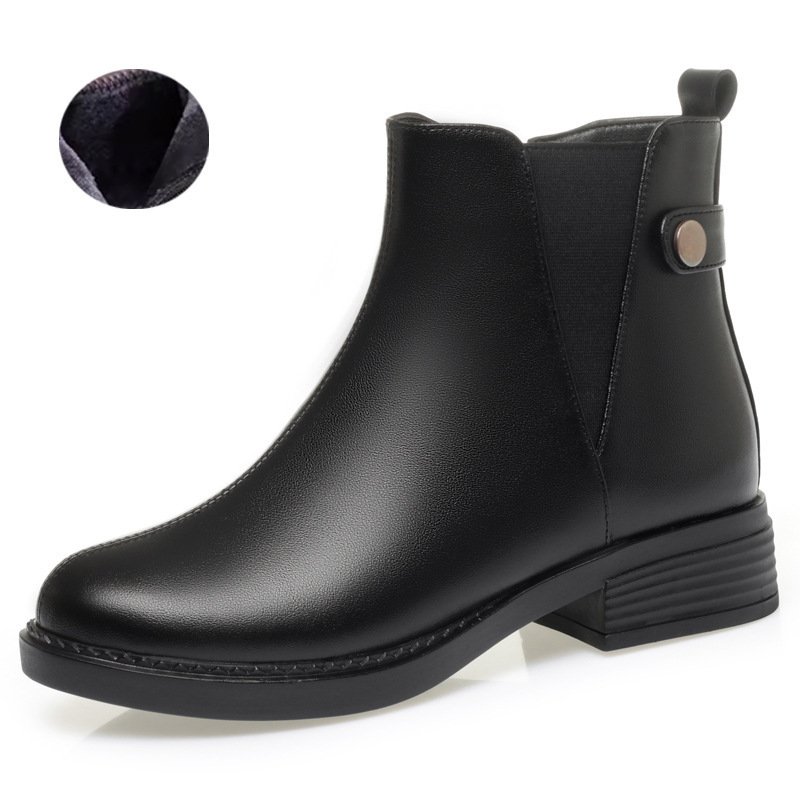 Womens Warm Fleece-lined Chunky-heel Work Shoes - Image 7