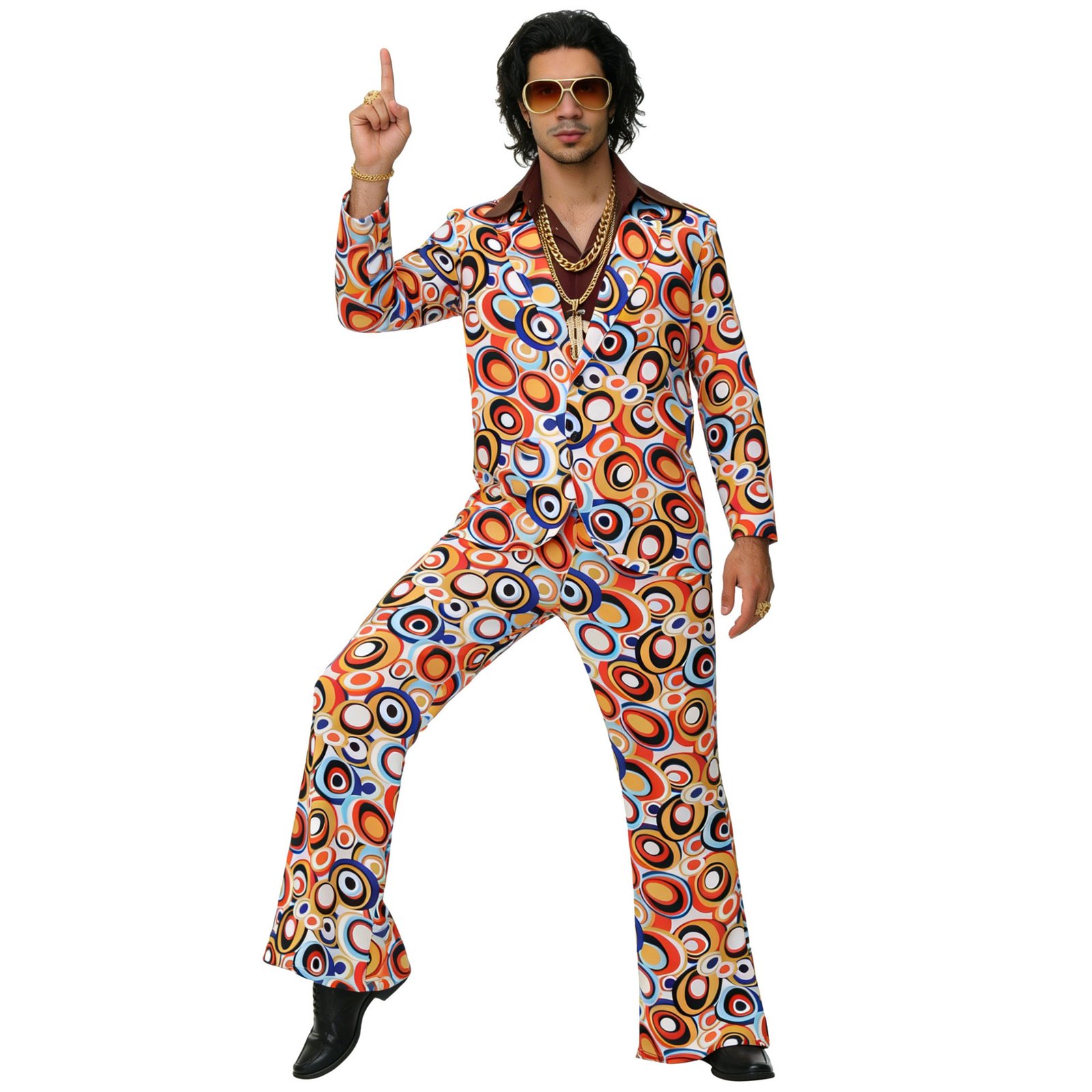 Retro 70s Disco Print Matching Couple Outfits - Hippie Costume For Party Stage Performance Cosplay - Image 3