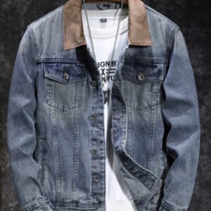 Men's Retro Suede-collar Denim Jacket