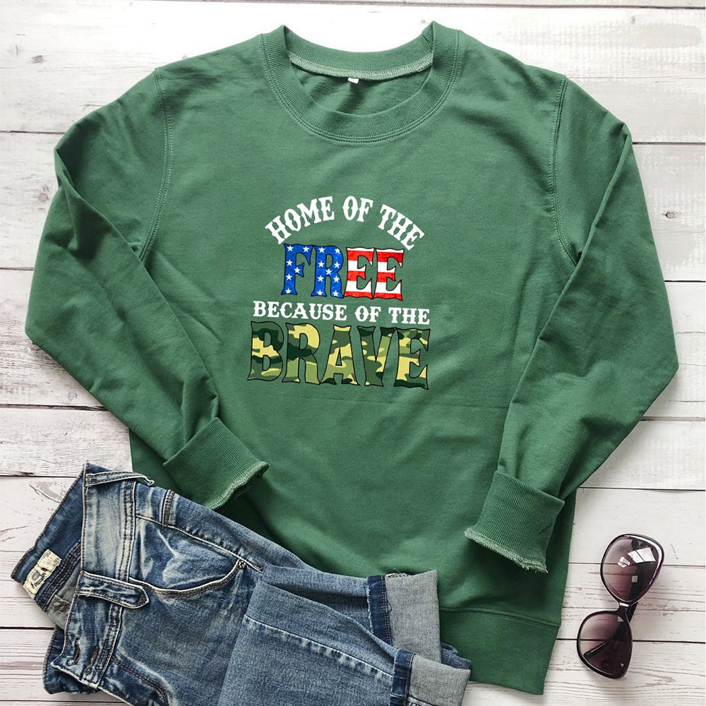 FREE BRAVE letter colored printed hoodie - Image 5
