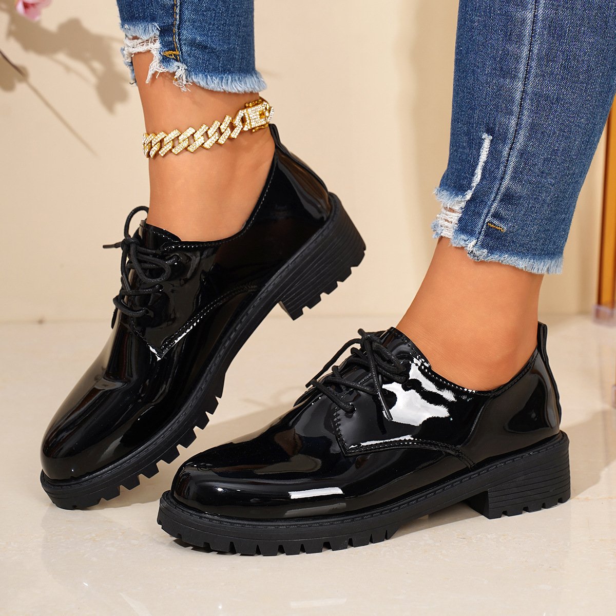 Round Head Korean British Style Shoes - Image 2