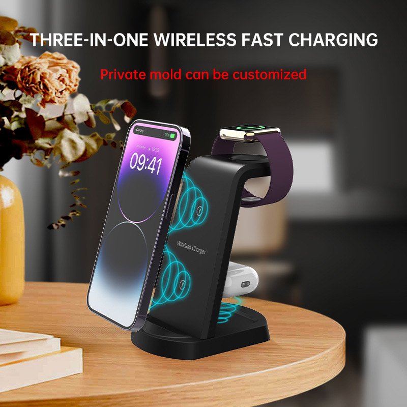 Three In One Wireless Charger Suitable for Mobile Phones, Headphones, Watches, Charging Brackets, Vertical Wireless Charging - Image 2