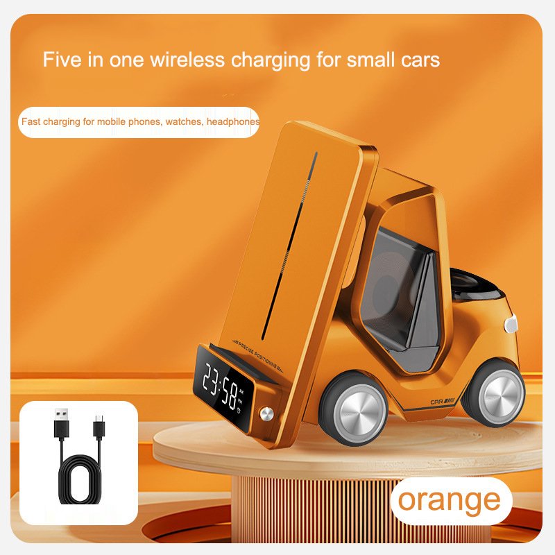 Wireless Chaarger Stand 5 In 1 Alarm Clock For IPhone 15 14 13 12 Pro Max 8 X XS XR iWatch 8 7 6 5 Airpods Fast Charging Station - Image 7