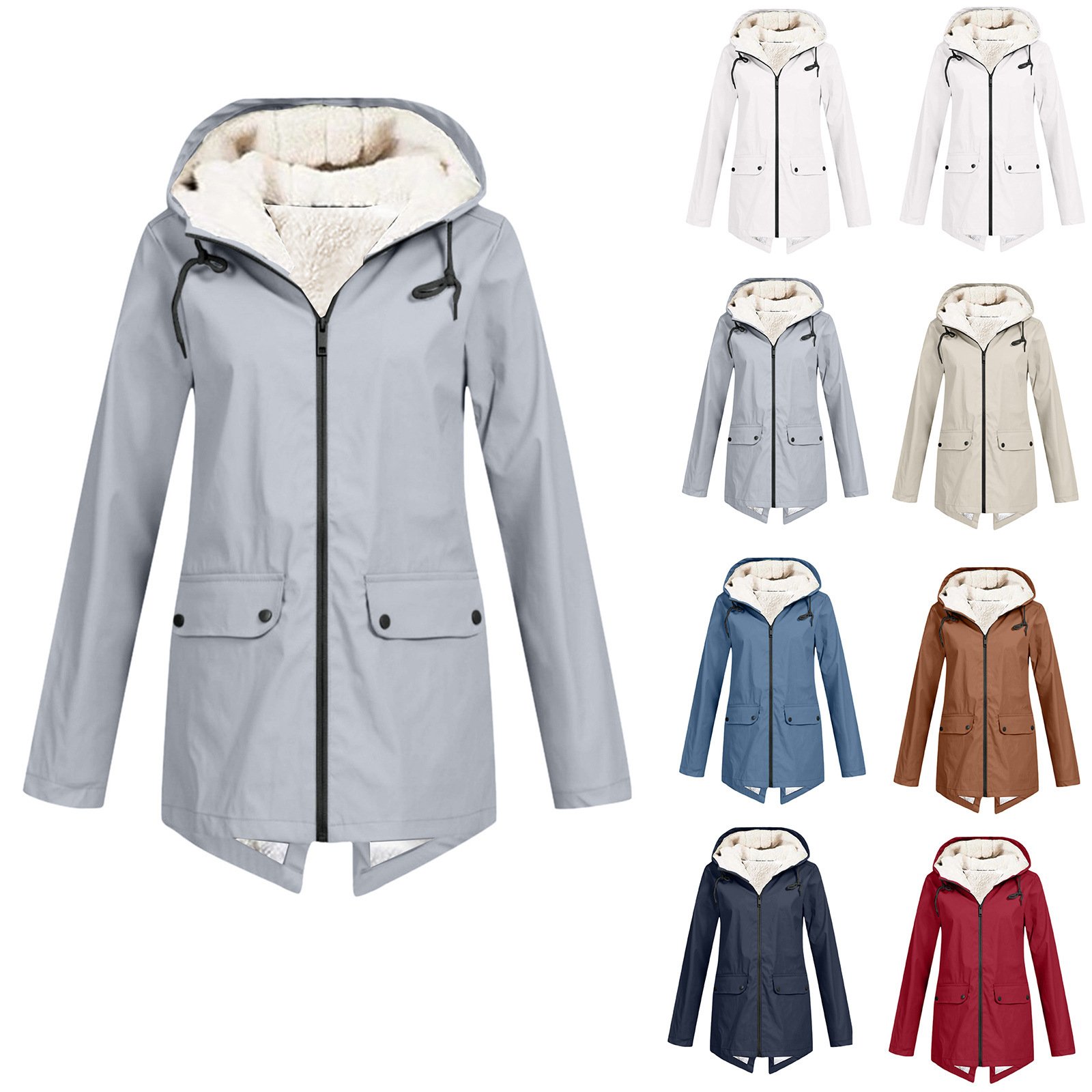 Winter Hooded Coat Fleece Padded Shell Jacket Outdoor Warm Thickened Windproof Coat For Men Women - Image 10