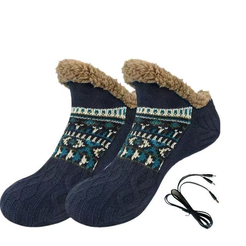 Electric-heated Floor Socks USB-powered Knitted Jacquard - Image 10