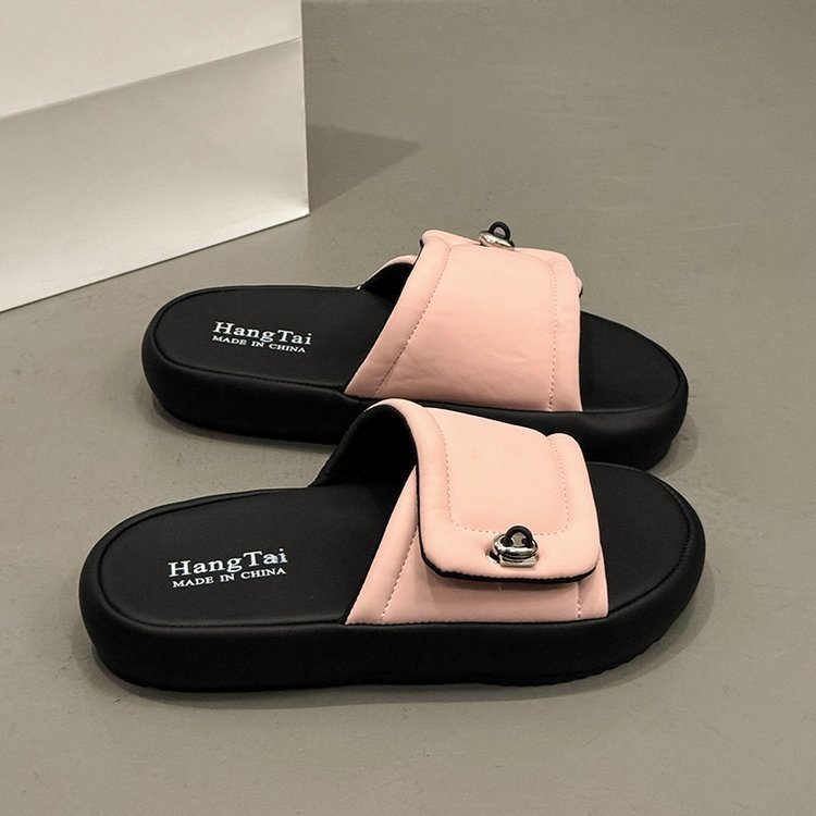 Women Thick Sole Outdoor Fashion Slippers Summer New Internet Famous French Style Slide Sandals Fairy Dress Match Outdoor Sandals For Women - Image 3
