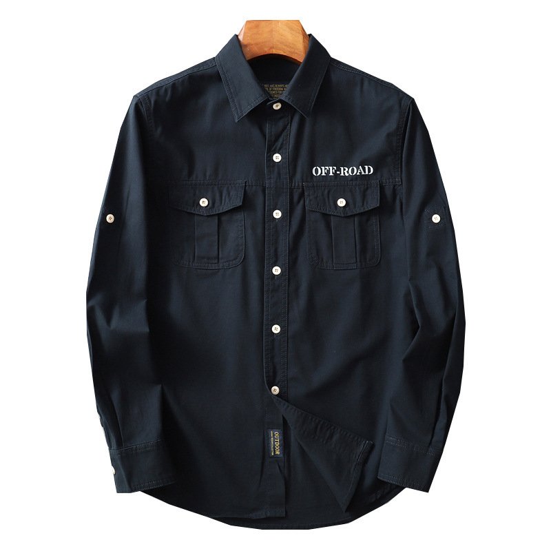 Men's Long-sleeve Solid-color Loose-fit Shirt - Image 5