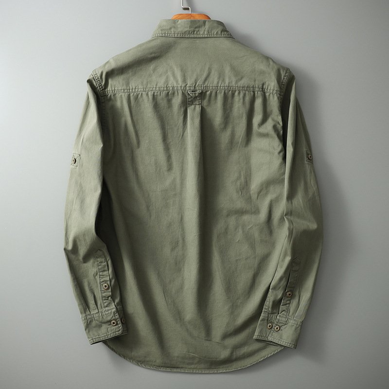 Men's Long-sleeve Solid-color Loose-fit Shirt - Image 3