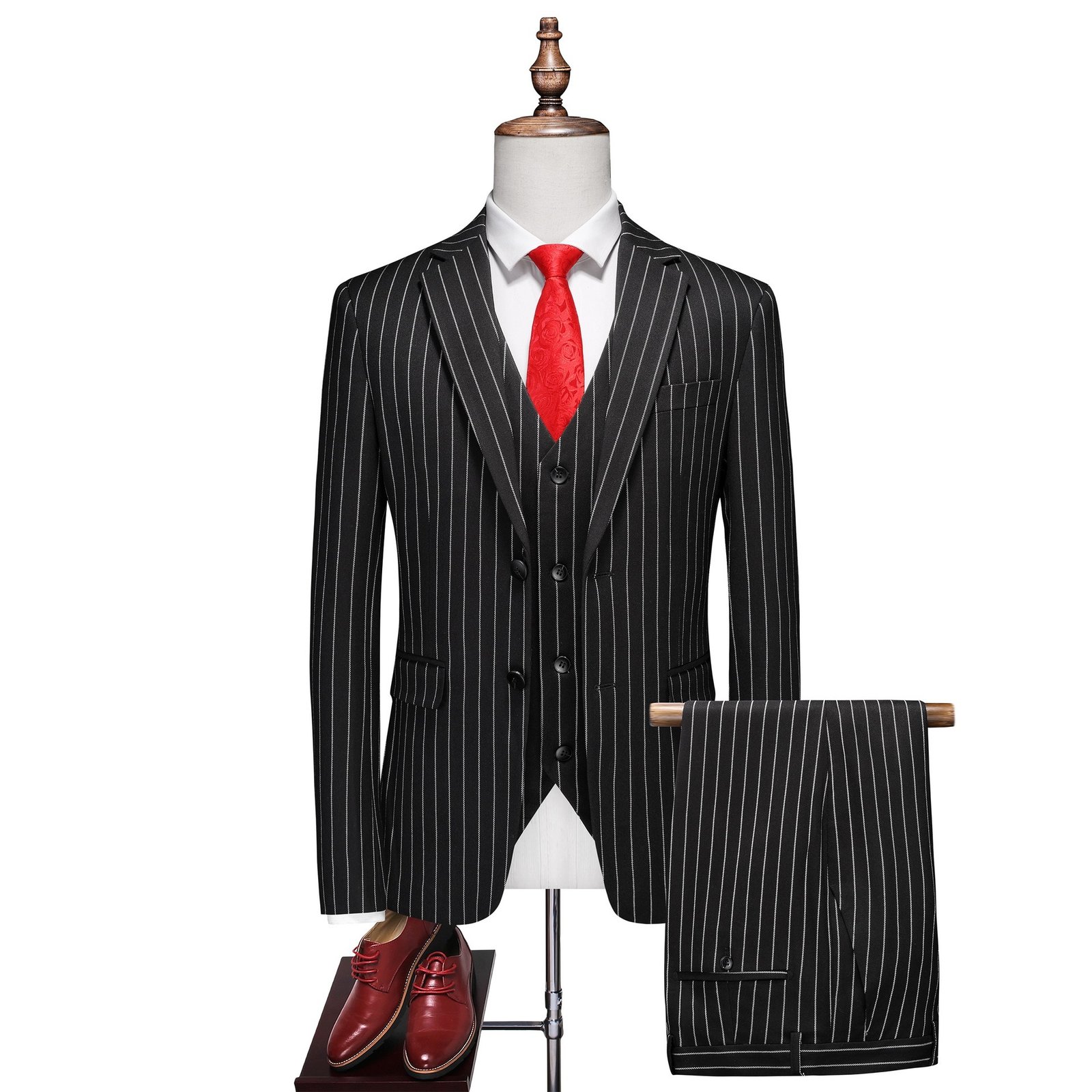 Men's Striped Suit Set Plus-size Three-piece Suit - Image 7