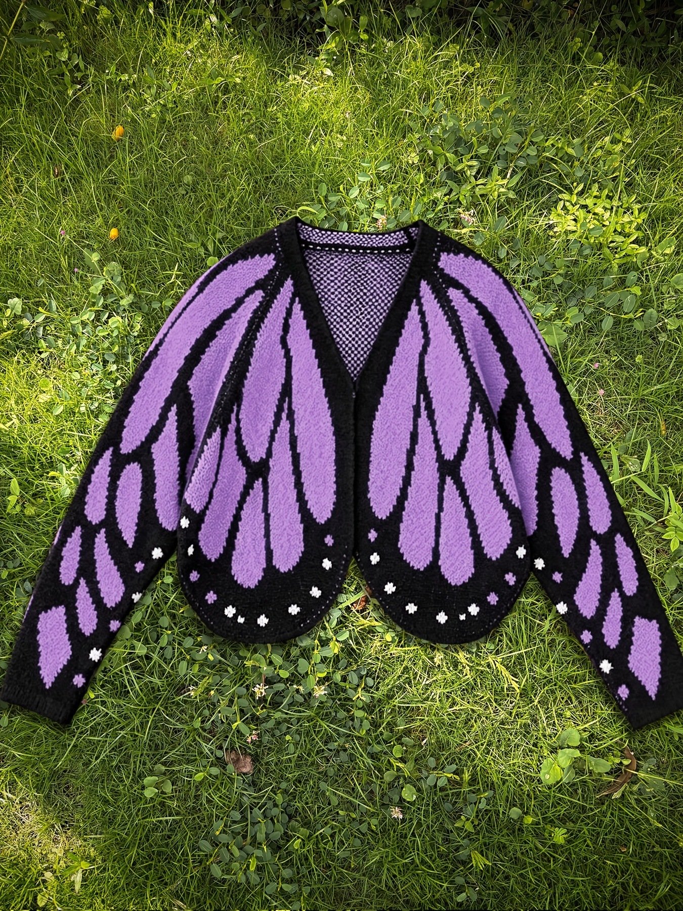 Women's Butterfly Knit Cardigan Sweater Autumn Winter Long Sleeve Open Front Knitted Outerwear Clothing - Image 2