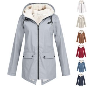 Winter Hooded Coat Fleece Padded Shell Jacket Outdoor Warm Thickened Windproof Coat For Men Women