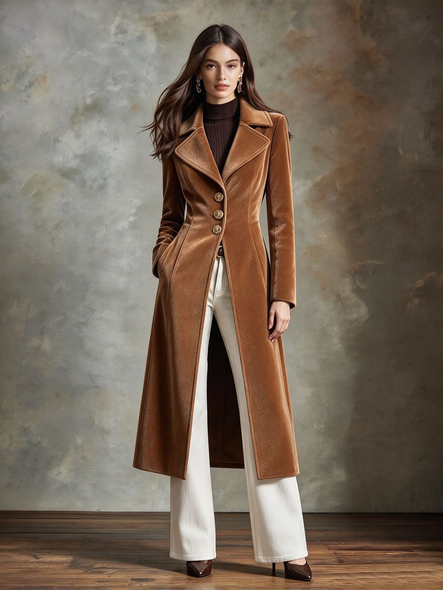 Retro Pleuche Coat Women's Waist-tight Western Style Coat Coat For Women - Image 6