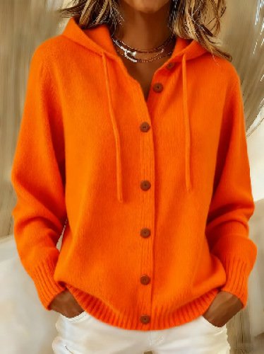 Women's American Style Relaxed Fit Hooded Cardigan - Casual Loose Knit Sweater Jacket for Daily Wear - Image 7