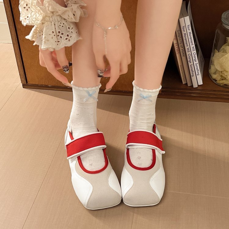 Women Cute Velcro Mary Jane Shoes New Lightweight Versatile Ballet Casual Shoes For Women