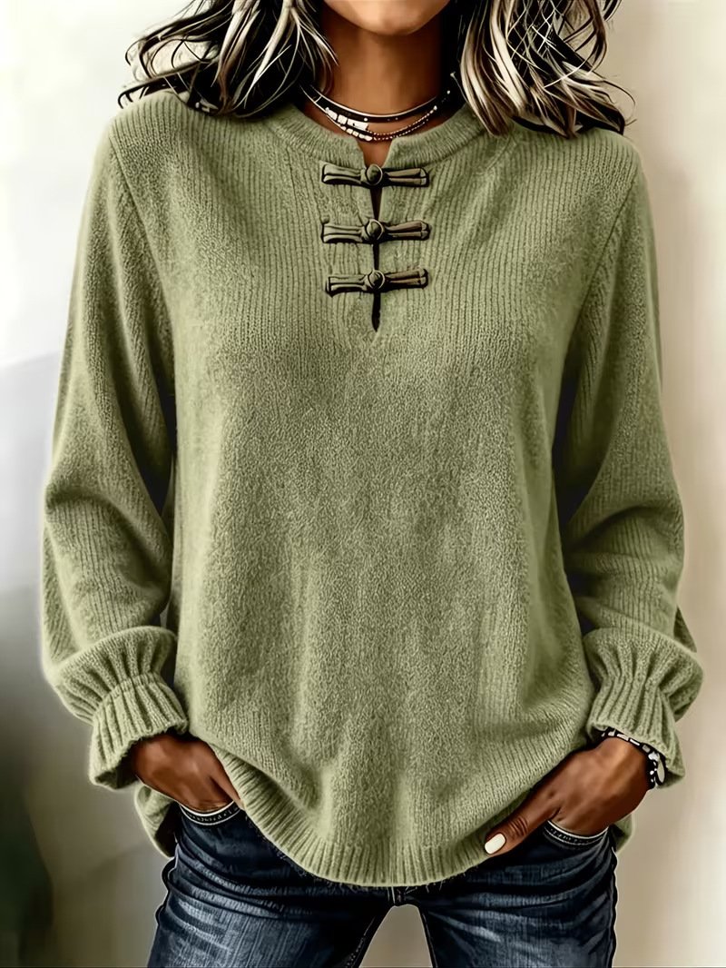 Women's Loose-Fit Casual Knitted Shirt With Stand Collar - Image 9