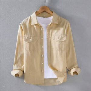 Solid-color Work Shirt For Men Autumn Japanese-style Trendy