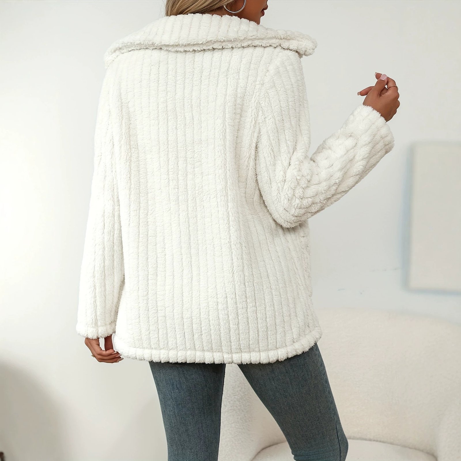 Striped Double-sided Plush Casual Fashionable Jacket - Image 2