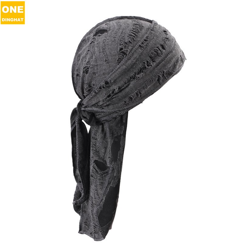Retro Tattered Jeans Cotton Ribbon Pirate Hat - Image 4