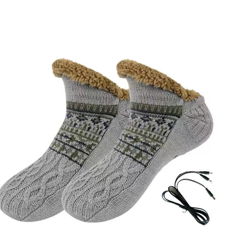 Electric-heated Floor Socks USB-powered Knitted Jacquard - Image 2