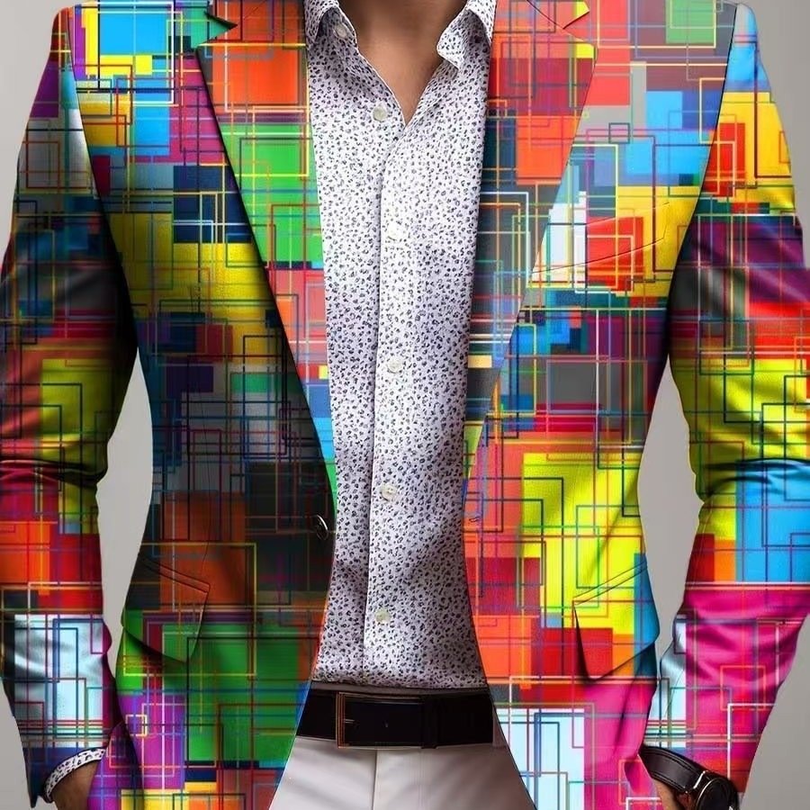 New Mens Digitally Printed Suit Jacket