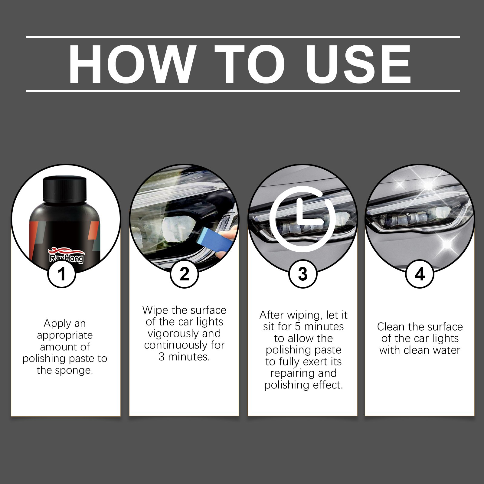 Rayhong Car Headlight Repair And Polishing Paste (30ml) Car Headlight Decontamination, Dust-Proofing, Scratch Refurbishment And Car Paint Care Agent - Image 6