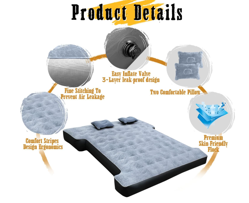 Umbratuo inflatable mattress is suitable for medium-sized short truck lathes ranging from 6-6.6 feet (approximately 1.8-2.0 mete - Image 6