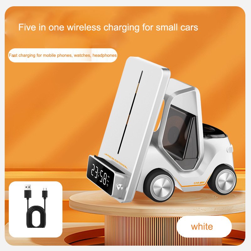 Wireless Chaarger Stand 5 In 1 Alarm Clock For IPhone 15 14 13 12 Pro Max 8 X XS XR iWatch 8 7 6 5 Airpods Fast Charging Station - Image 4