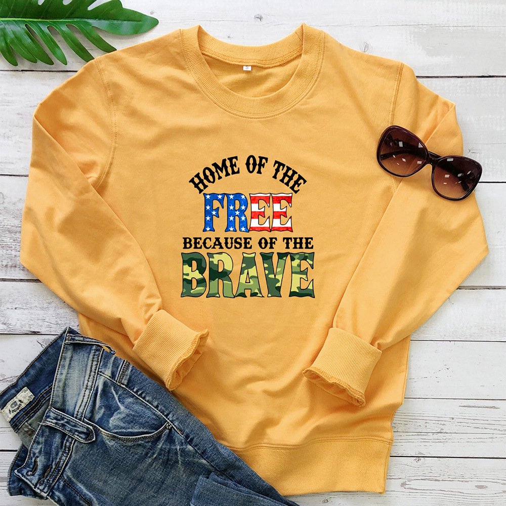 FREE BRAVE letter colored printed hoodie - Image 3