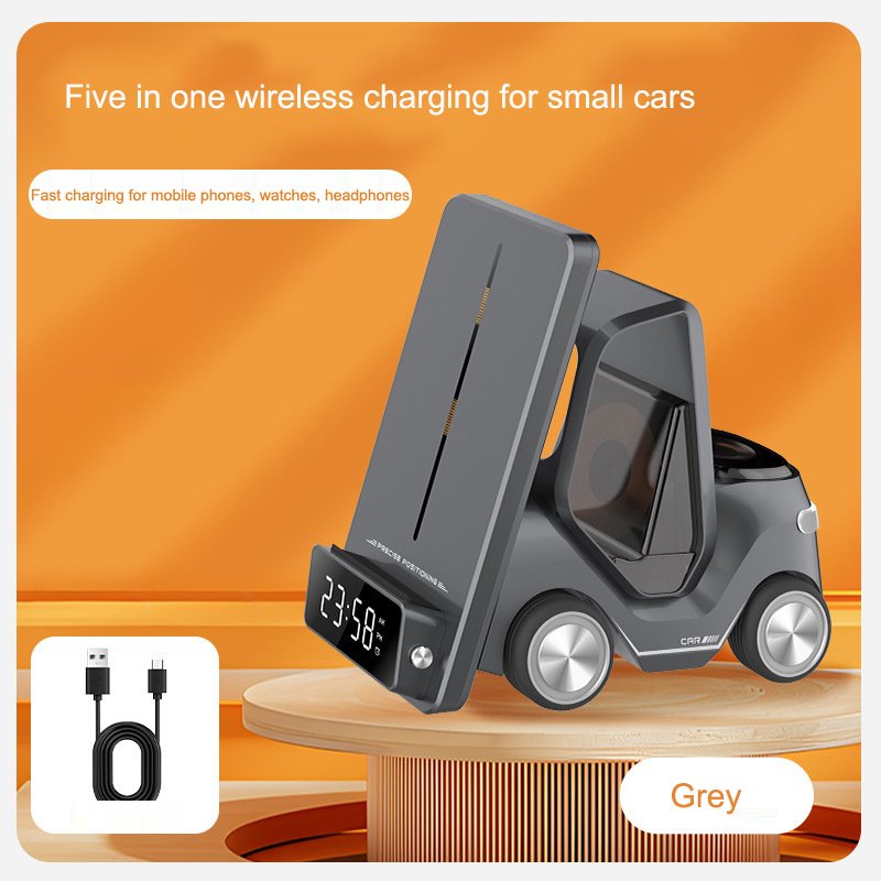 Wireless Chaarger Stand 5 In 1 Alarm Clock For IPhone 15 14 13 12 Pro Max 8 X XS XR iWatch 8 7 6 5 Airpods Fast Charging Station - Image 5
