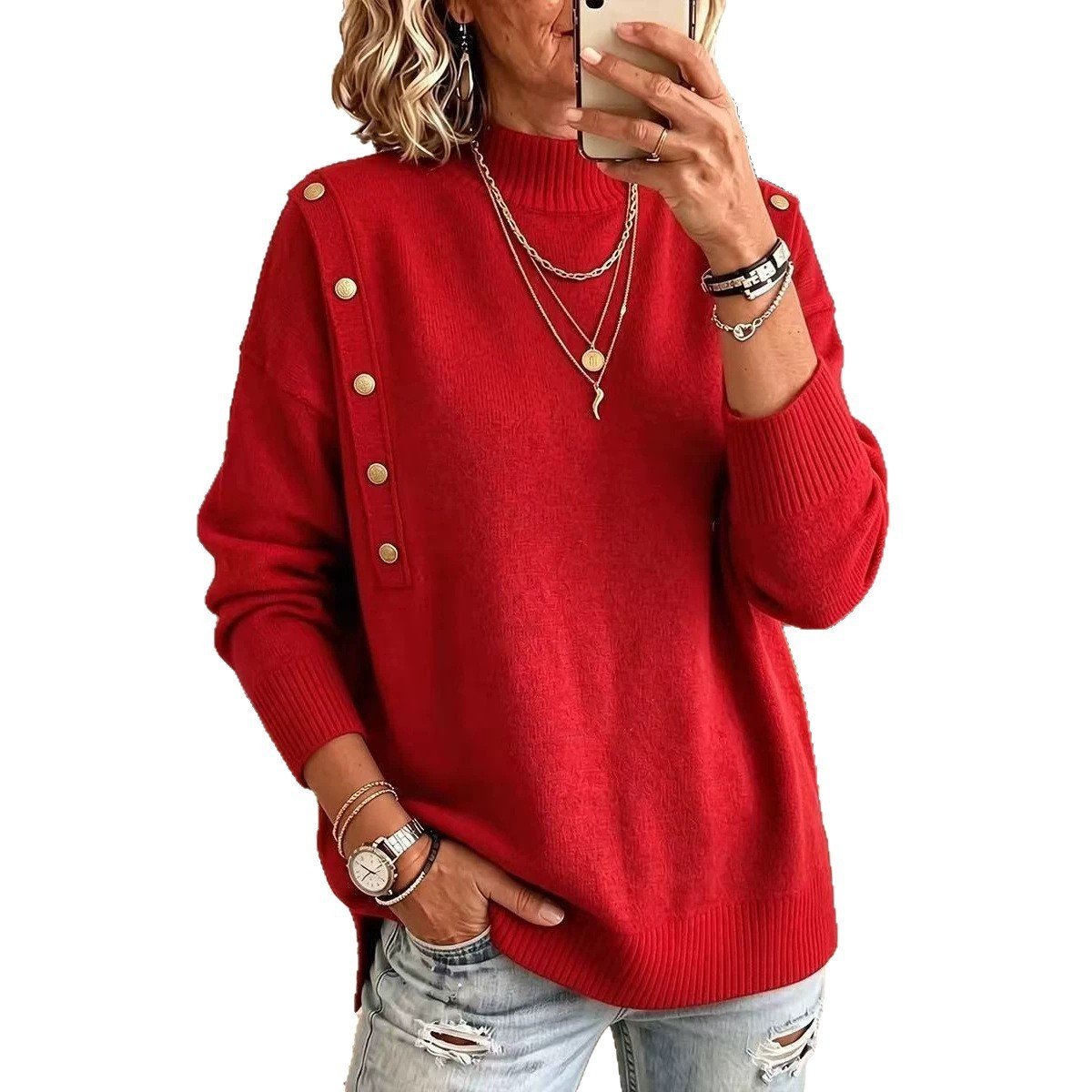 Women's Autumn And Winter Leisure Button Sweater Sweater - Image 5