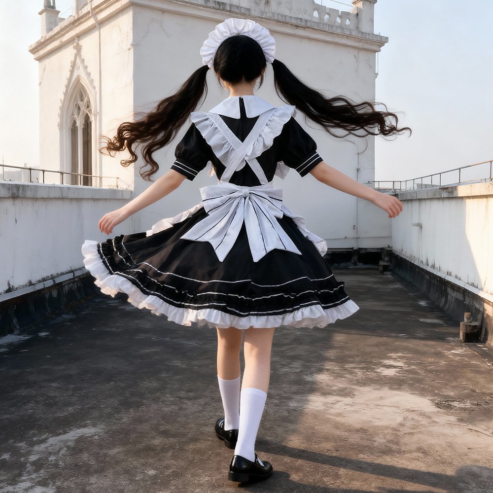 All-match Japanese Maid Black And White Dress Suit - Image 3
