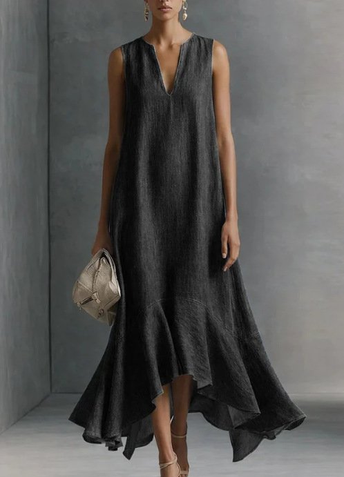 Fashionable V-neck Loose-fit Flared Womens Dress - Image 6