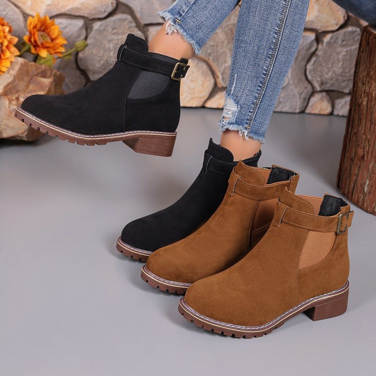 Women's Elastic-buckle Martin Boots