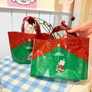 Cartoon-style Gift Bag With A Santa Claus And Christmas Tree Design