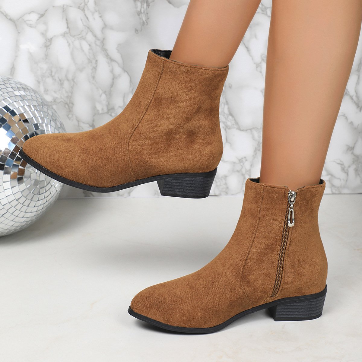 Women's Plus-Size Suede Short-Boot Martin Boots