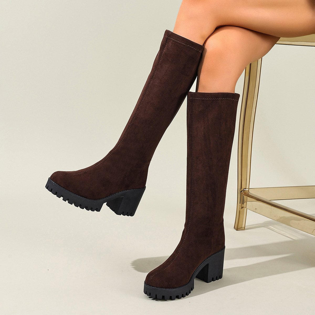 Straight Skinny Boots Small Height Increased By Knight