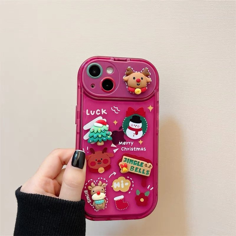 Xmas Santa Claus Cute Elk Hat Pendant Flip Christmas Phone Case For I Phone 15 14 13 12 11 Pro Max Pro Silicone Protection Cover - Image 8