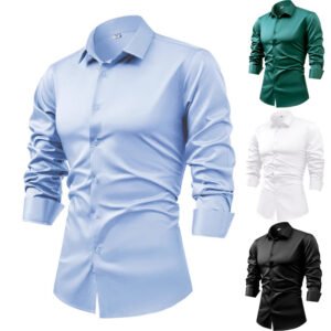 Men's Satin Long-sleeve Formal Shirt
