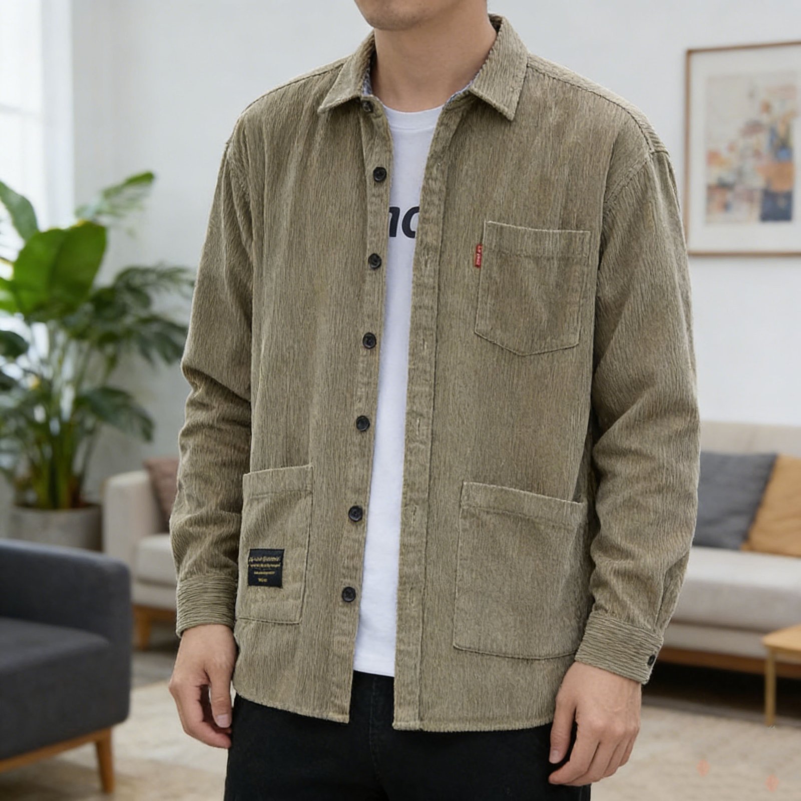 Men's Corduroy Shirt For Fall And Winter