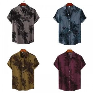Station Spring And Summer New Floral Men's Short-sleeved Lapel Shirt Loose Casual Men's Printed Shirt