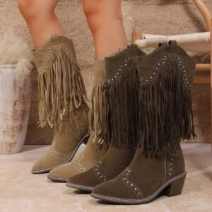 Retro Cross-border Chunky Heel Plus Size High Boots Women