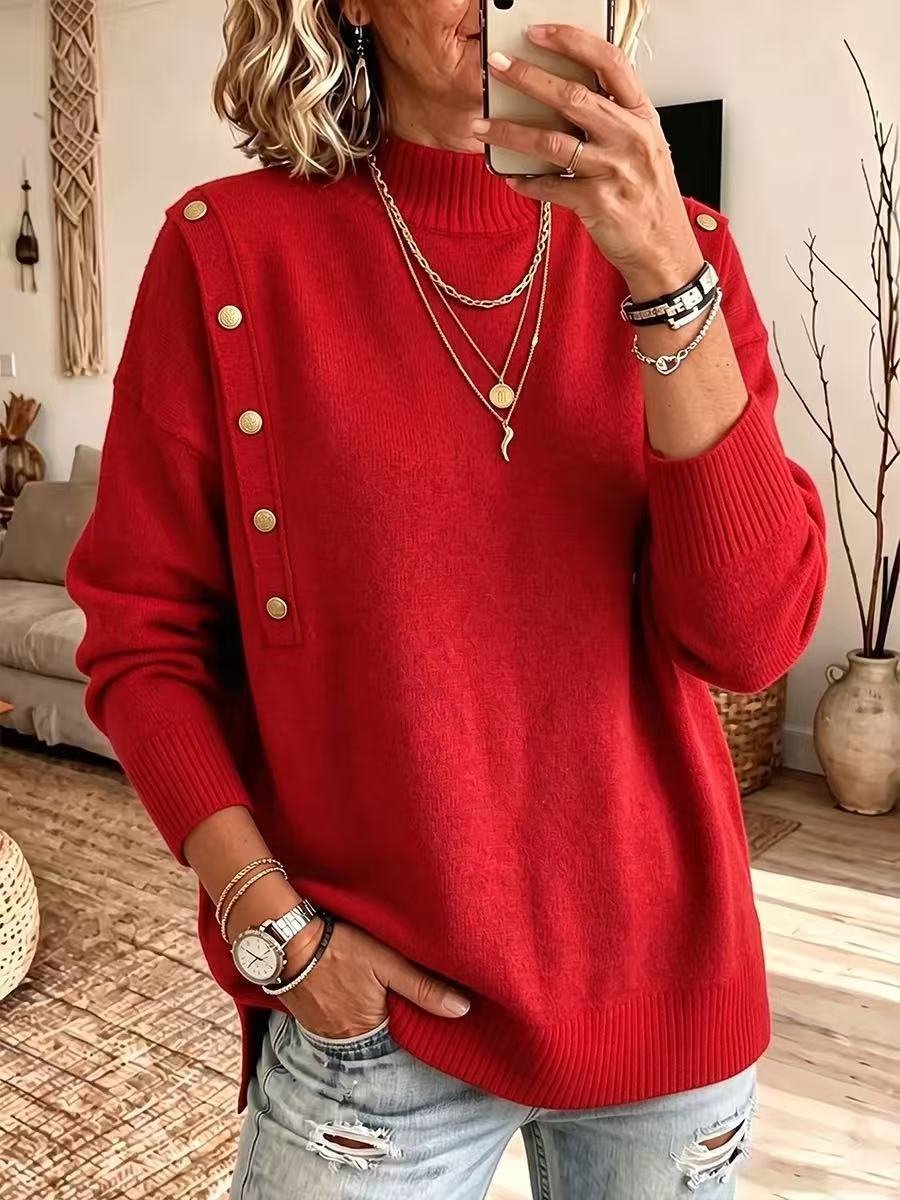 Women's Autumn And Winter Leisure Button Sweater Sweater - Image 6