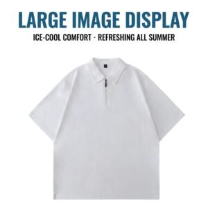Men's Half Zip Woven For Shirt Short Sleeve Solid Color Breathable Quick Dry Loose Fit Casual Business Lapel Collar Summer