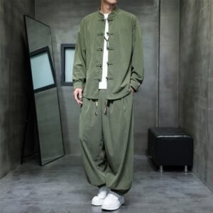 Men's Mandarin-collar Jacket And Bloomers Two-piece Set