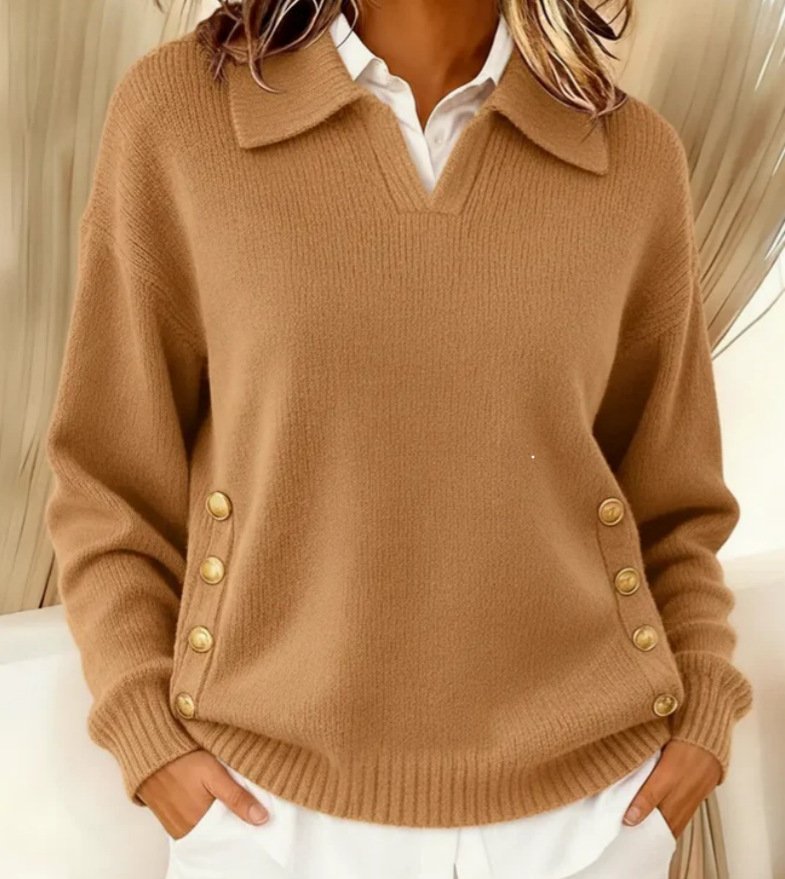 Turn-down Collar Sweater Button-down Collar Pullover Women's Long Sleeve Tops - Image 8