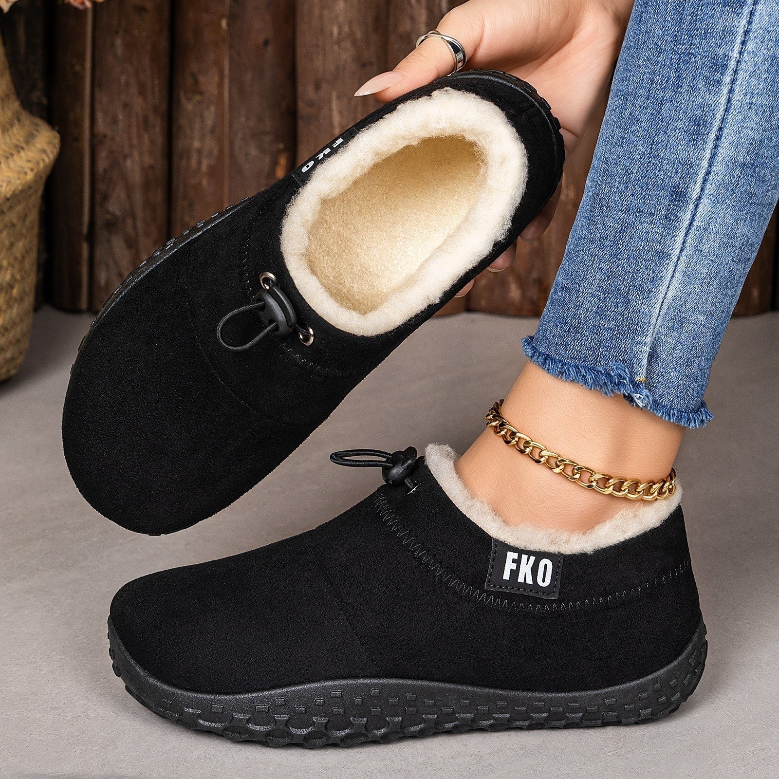 Winter Women's Casual All-match Plush Slip-on Cotton Shoes - Image 3