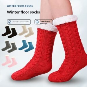 Thickened Fleece-lined Sleeping Socks Glue Dispensing Non-slip