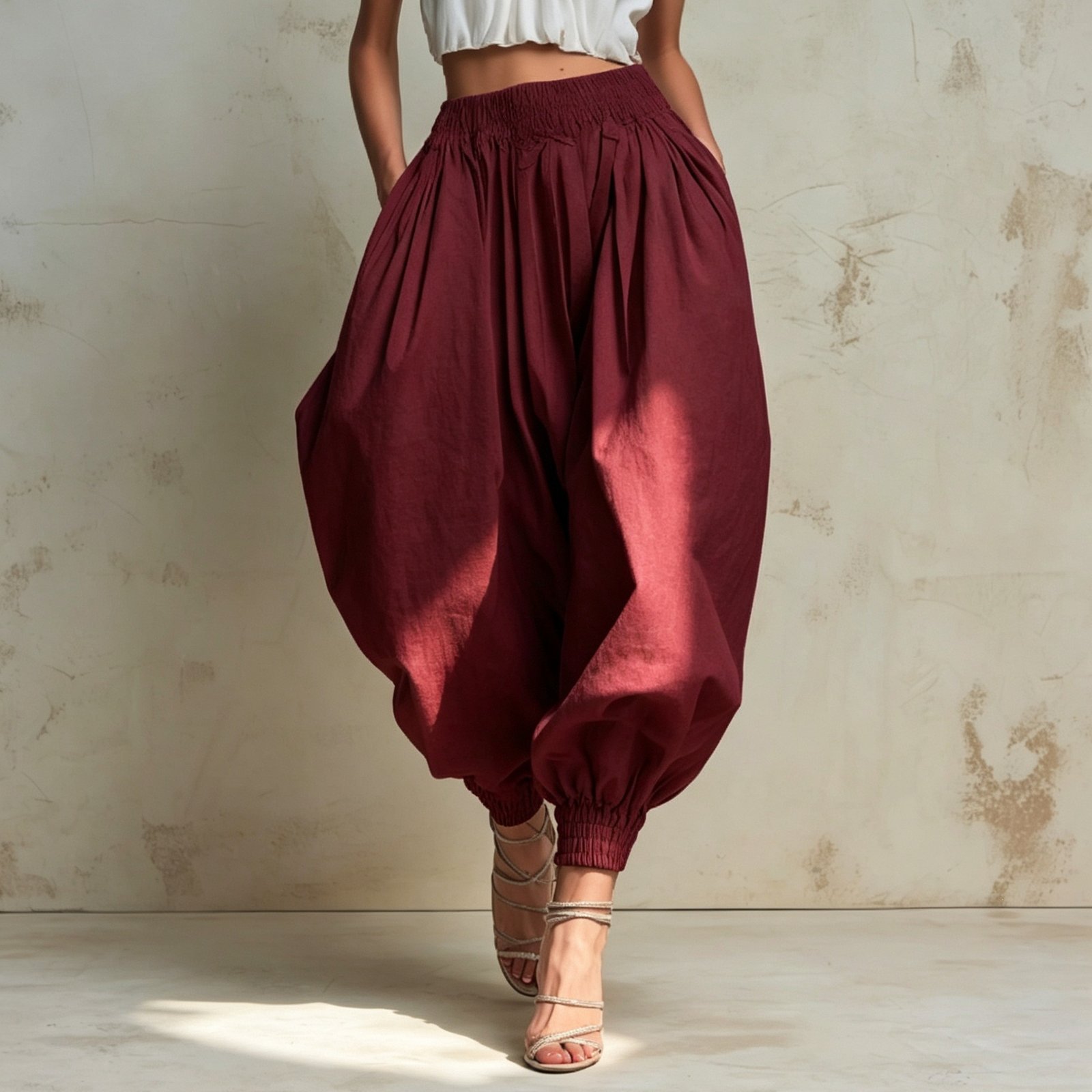 Women's Summer High-waisted Elastic-waist Bloomers - Image 4